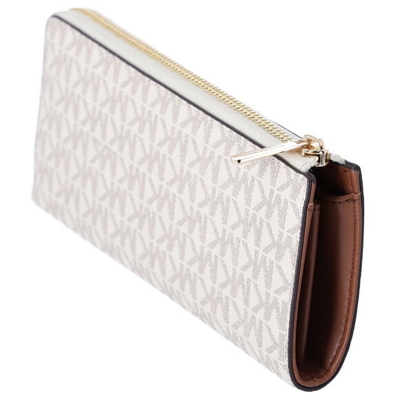 Michael Kors Jet Set Travel Large Logo Quarter Zip wallet Vanilla MK Siganture - Picture 4 of 6